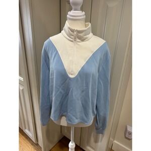 Sincerely Jules‎ Active Pullover Top Women's L Long Sleeve Blue Cream